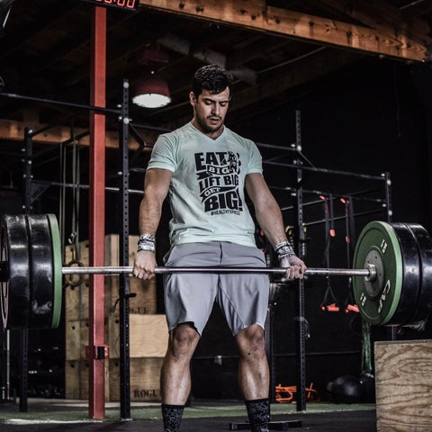 Eat Big, Lift Big, Get Big V-Neck Mint Green Shirt